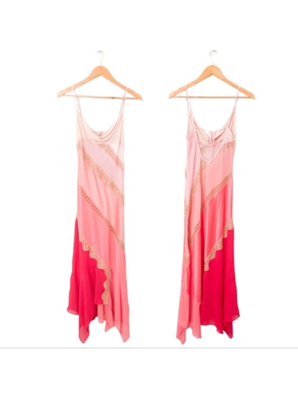 Vintage Victorias Secret Silk Gown Lace , pink, peach - Picture 3 of 5